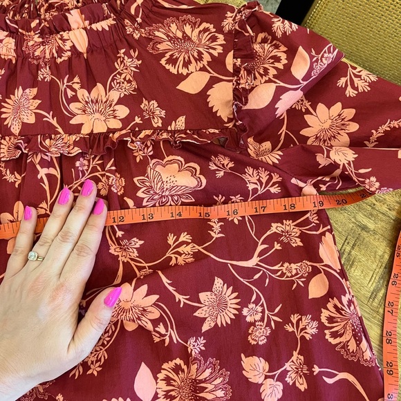 Sugarlips | Mulberry Floral Rowena Ruffled Cotton Shift Dress XS 3/4 Sleeves - Picture 9 of 12